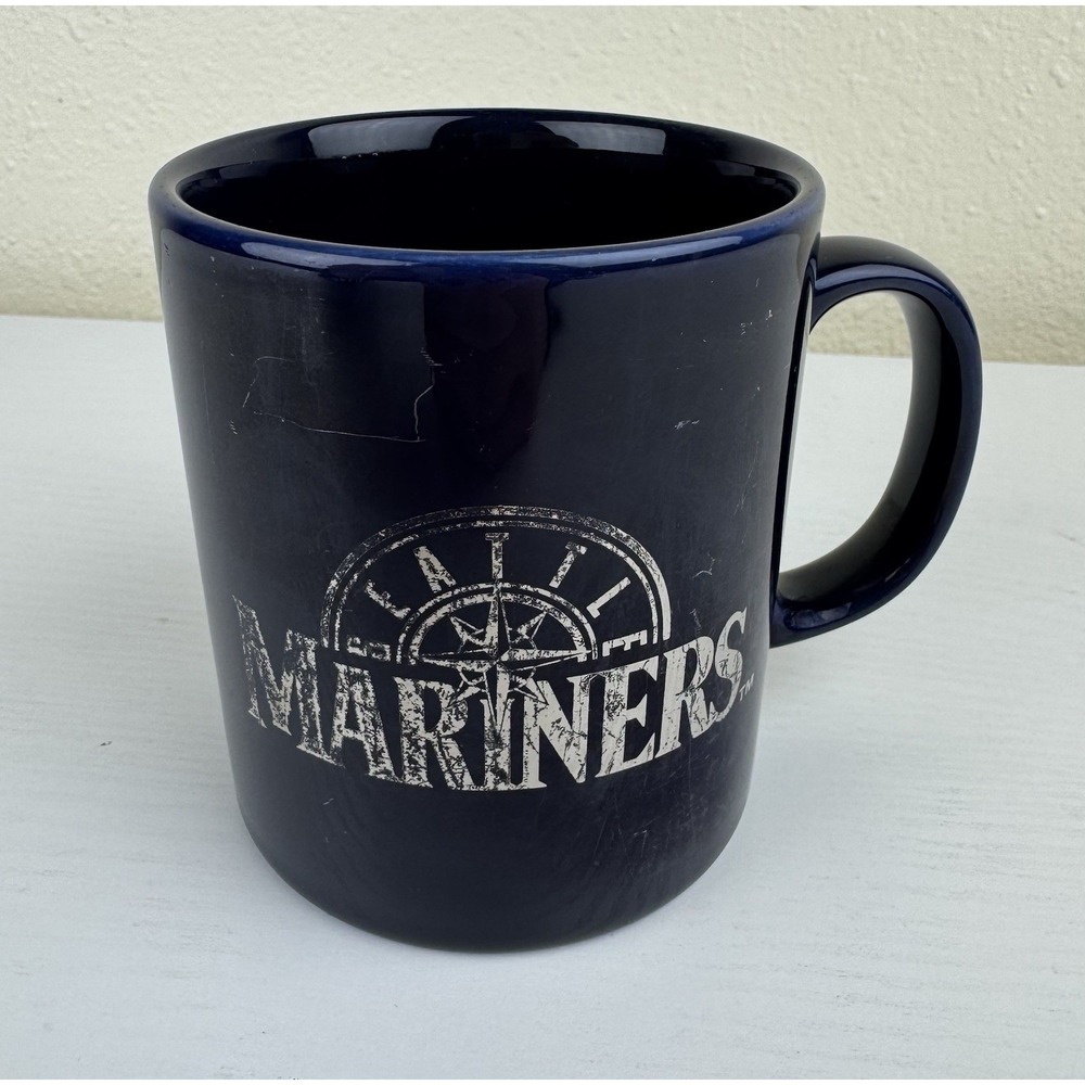 Vintage Seattle Mariners Mug Kilncraft England Blue Ceramic MLB Coffee Cup 90s